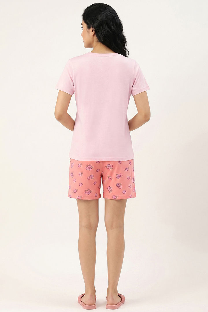 Zivame Farm Lore Knit Cotton Short Set - Light Pink — image 4